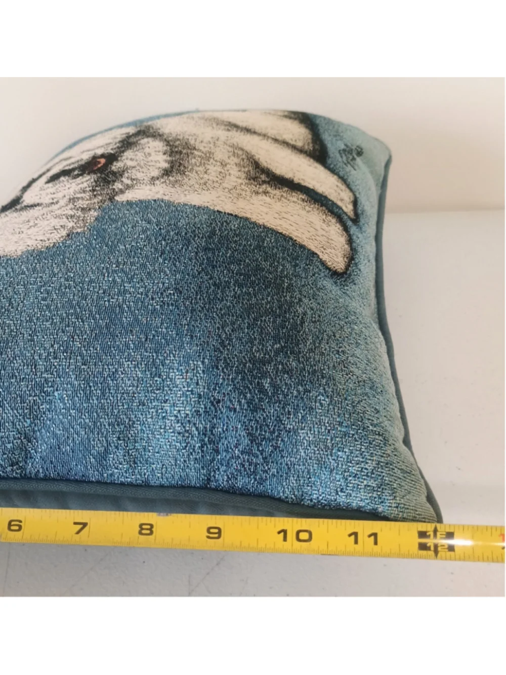 Linda Picken Bichon Frise Dog Blue Tapestry Throw Decor Pillow